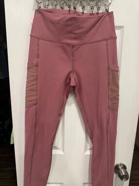 Fabletics Med Womens High-Waisted Mesh Pocket Leggings Dusty Rose Mauve